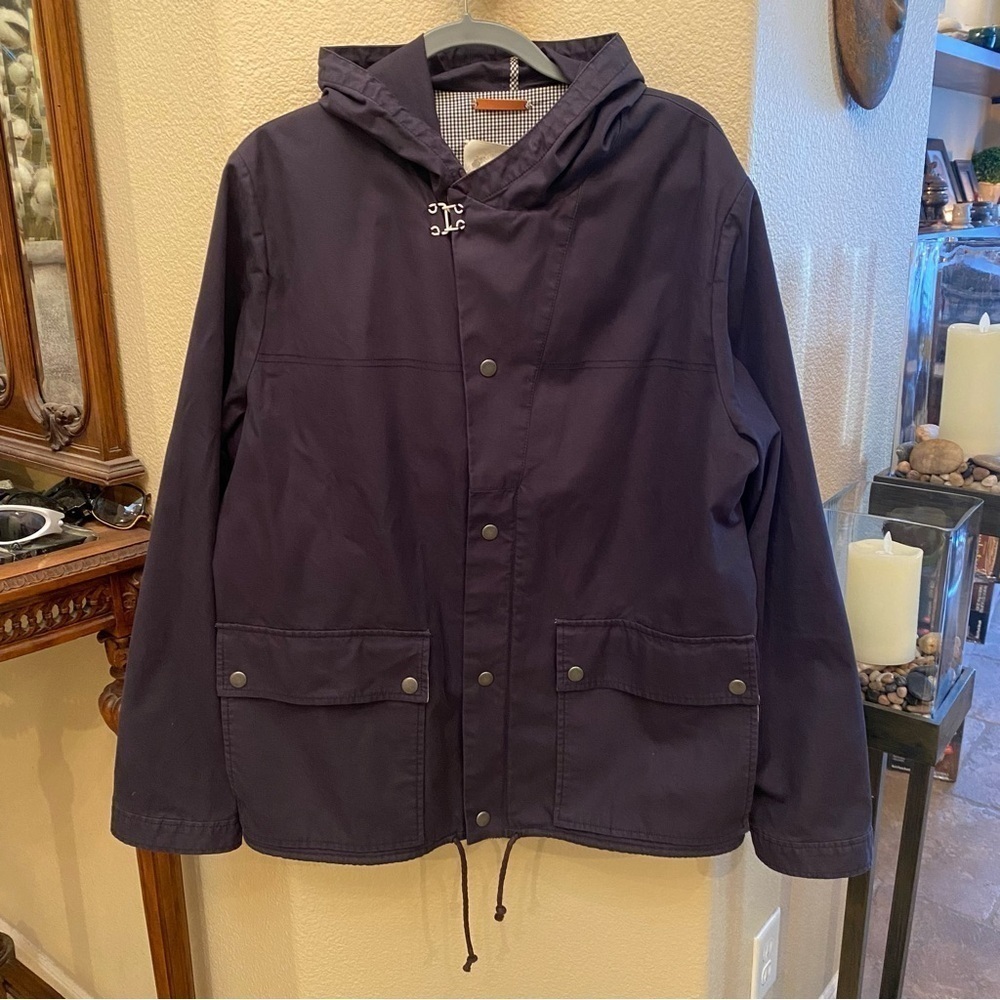 TROVATA Women Navy Hoodie Zip Snap Button Jacket Size XL